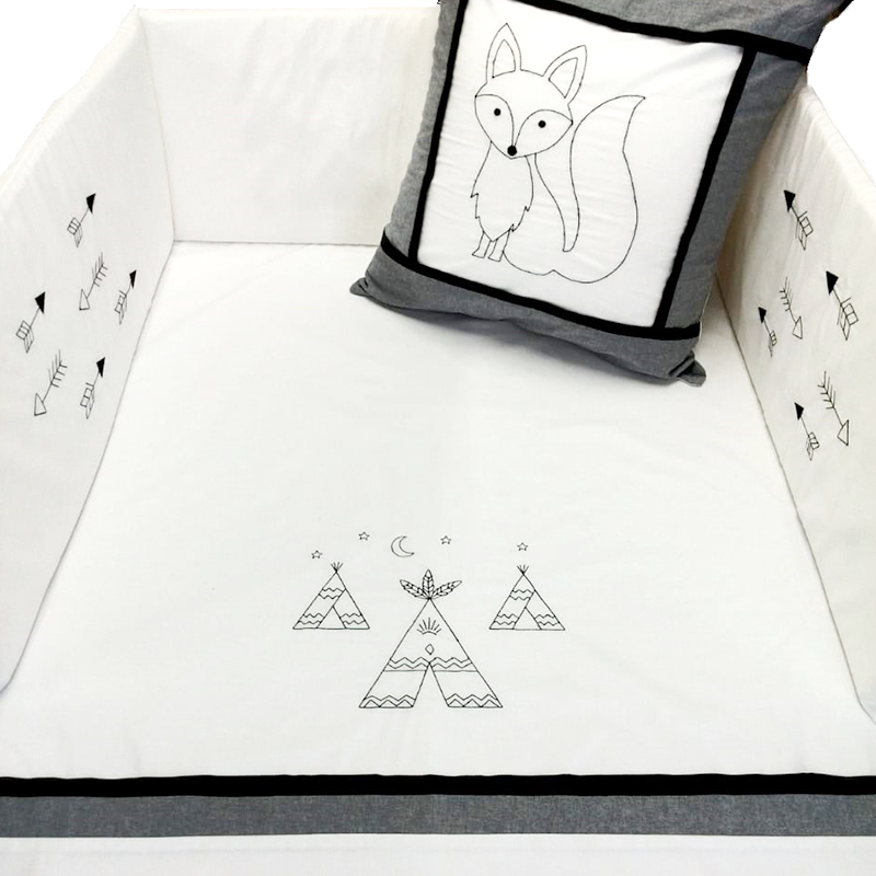 Baby Cot Bedding Set (Duvet Cover, Bumper Cover, Pillow Cover and Scatter Cover)