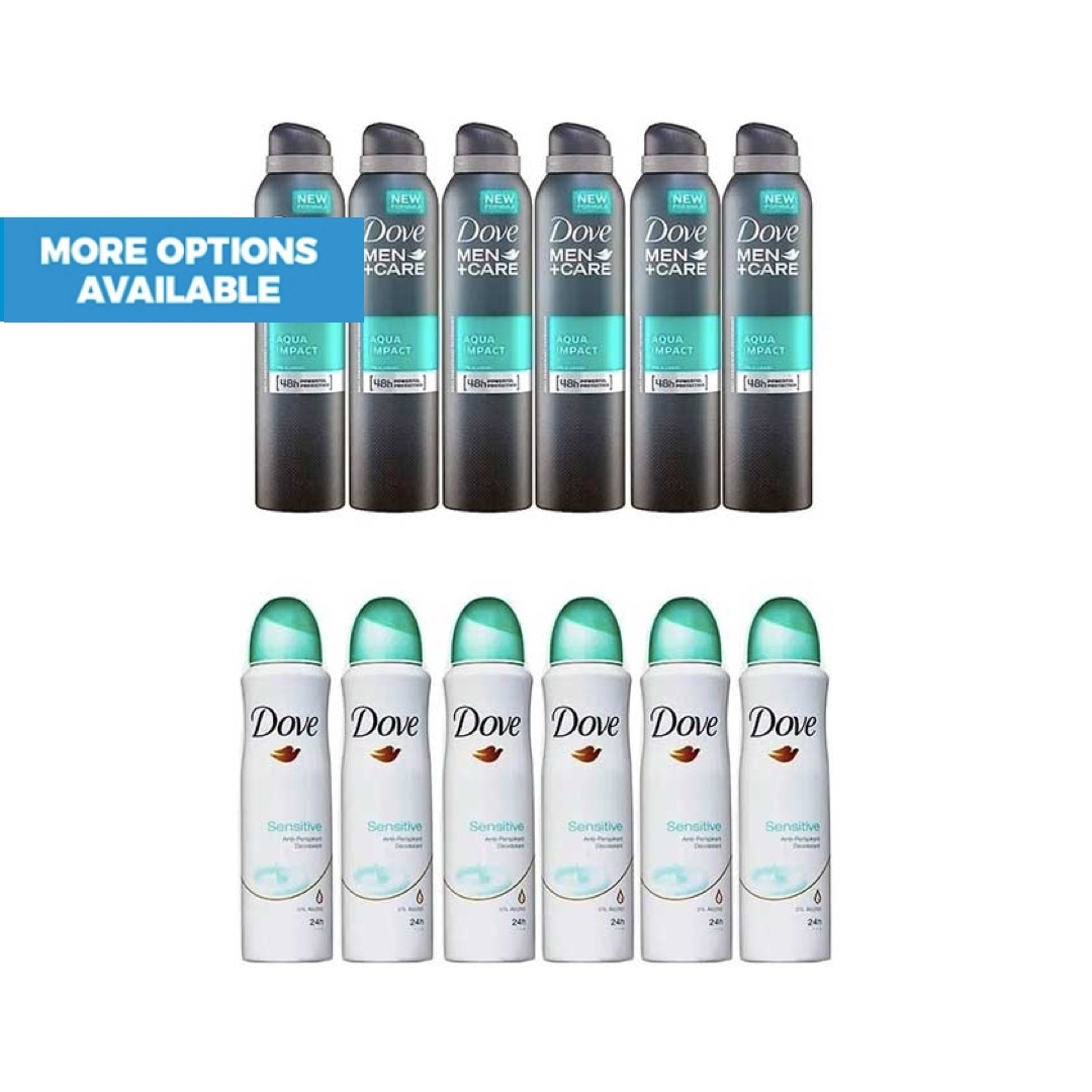 Pack of 6 - Male or Female Antiperspirant Deodorants Spray (More Options Available)