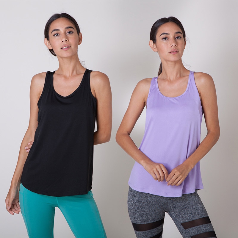 Lightweight Breathable Active Tank Top with Open Back or Mesh Detail