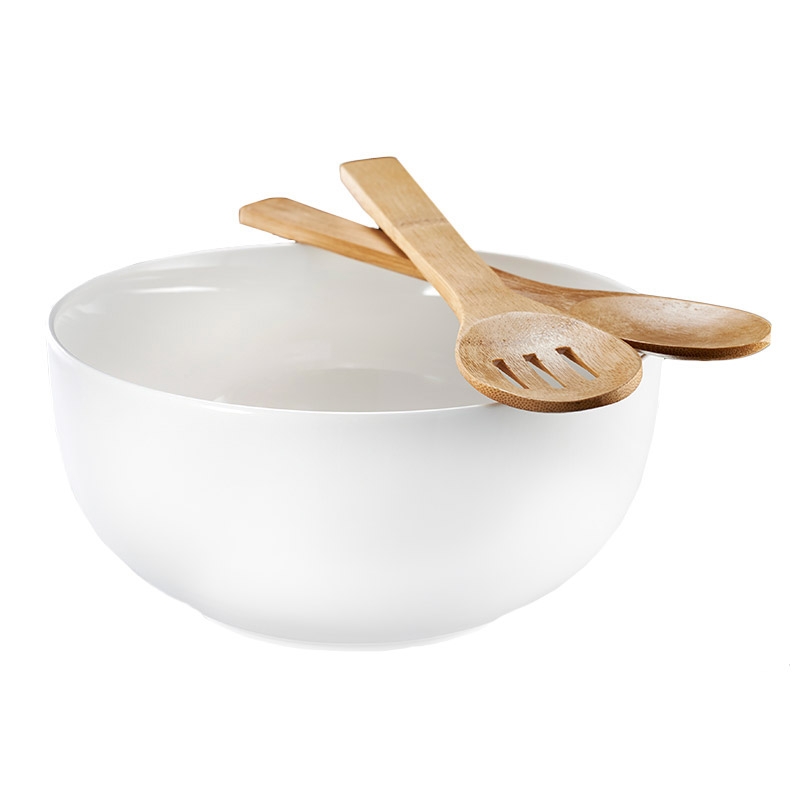 Classique Metropolitan Salad Bowl with 2 Bamboo Servers
