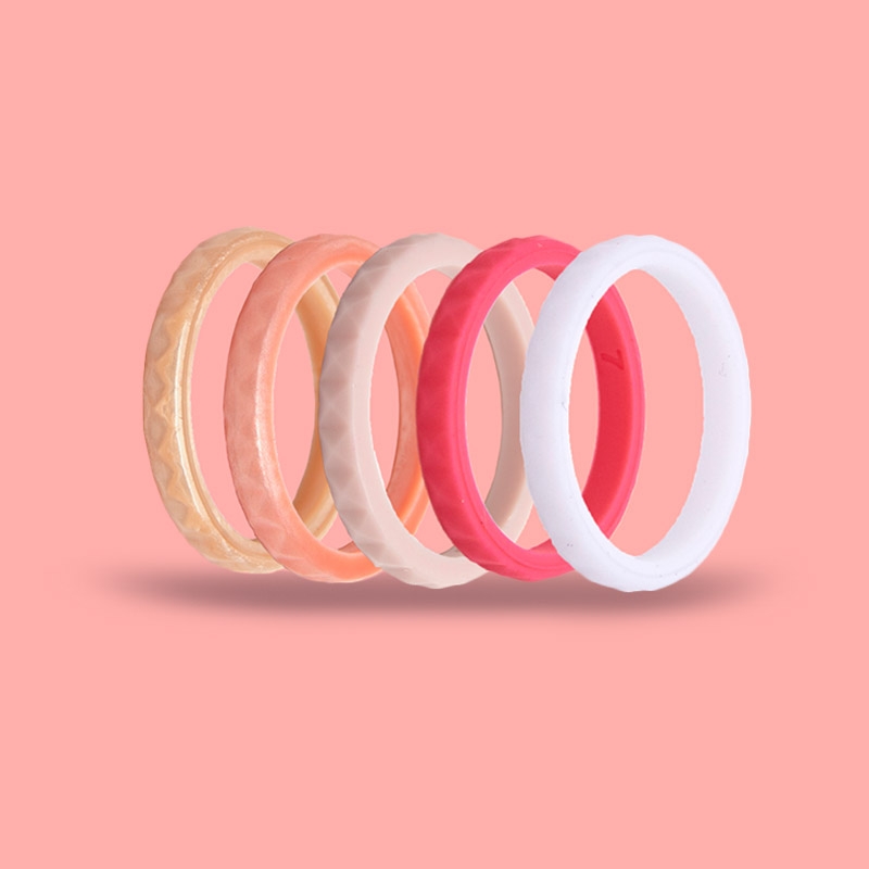 Pack of 5 Women's Stackable Silicone Rings