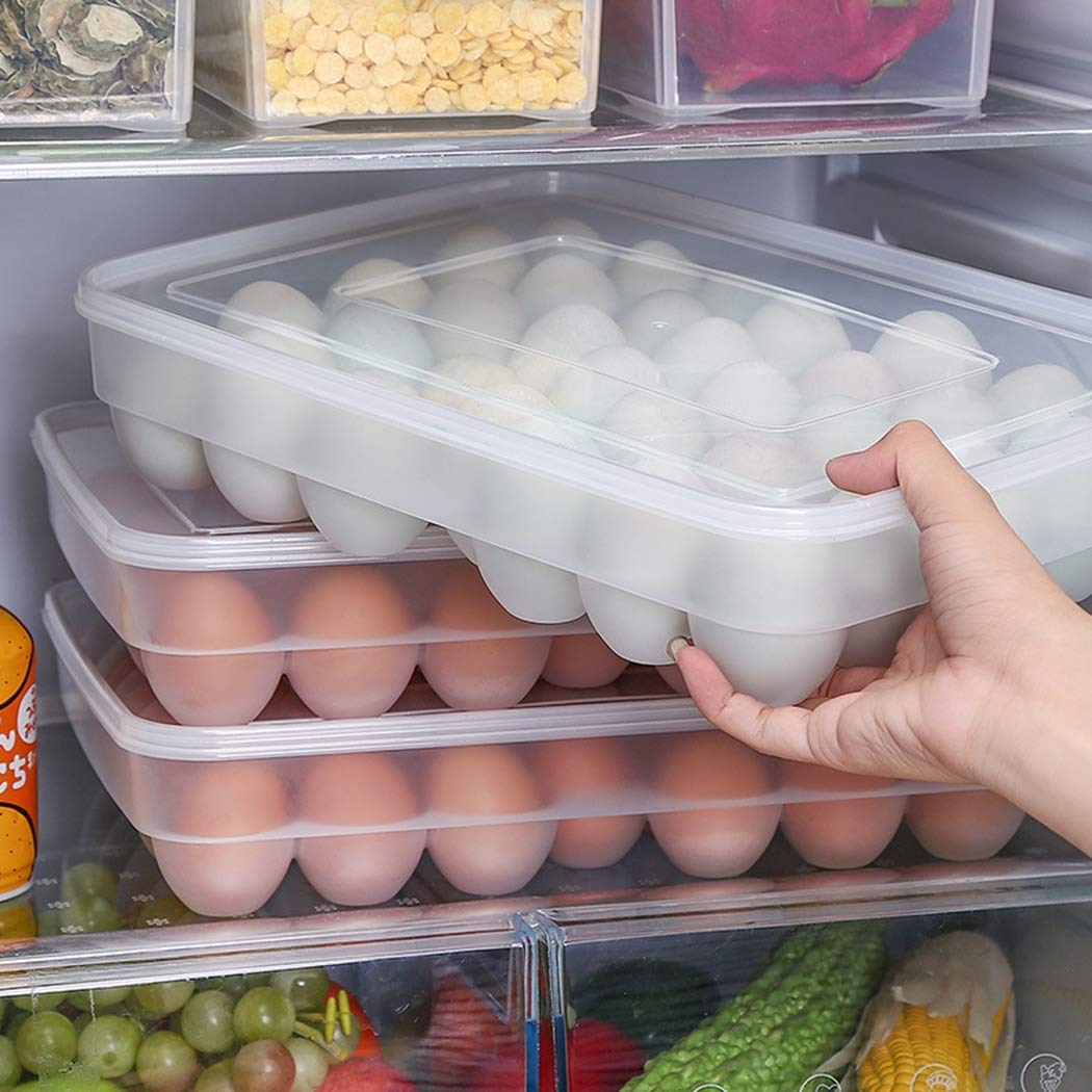 Stackable Egg Storage Container with Lid (Holds 34 Eggs in Total)