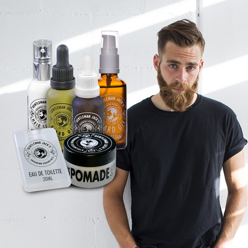 Men's Essential 7 Piece Grooming Kit (3 Beard Oils, 1 Pomade, 1 Beard Balm, 1 Hair Serum, 20ml Cologne)