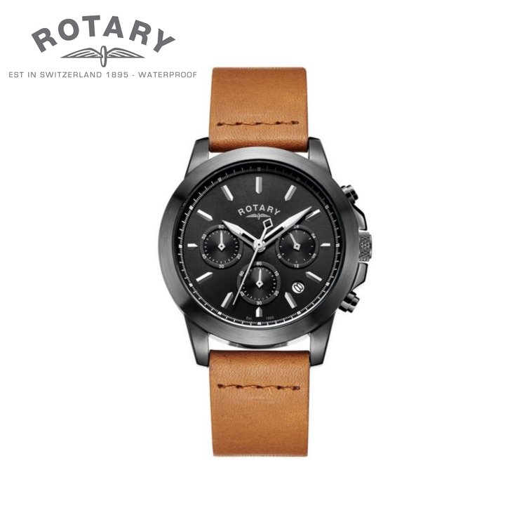 Men's Chronograph Brown Leather Strap Watch