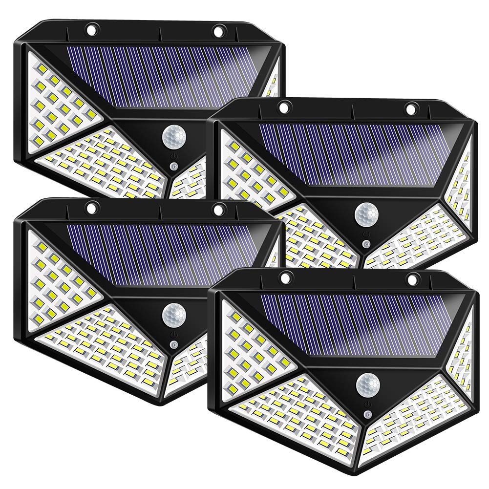 Pack of 4 100 LED Bead Outdoor Motion Sensor Lights