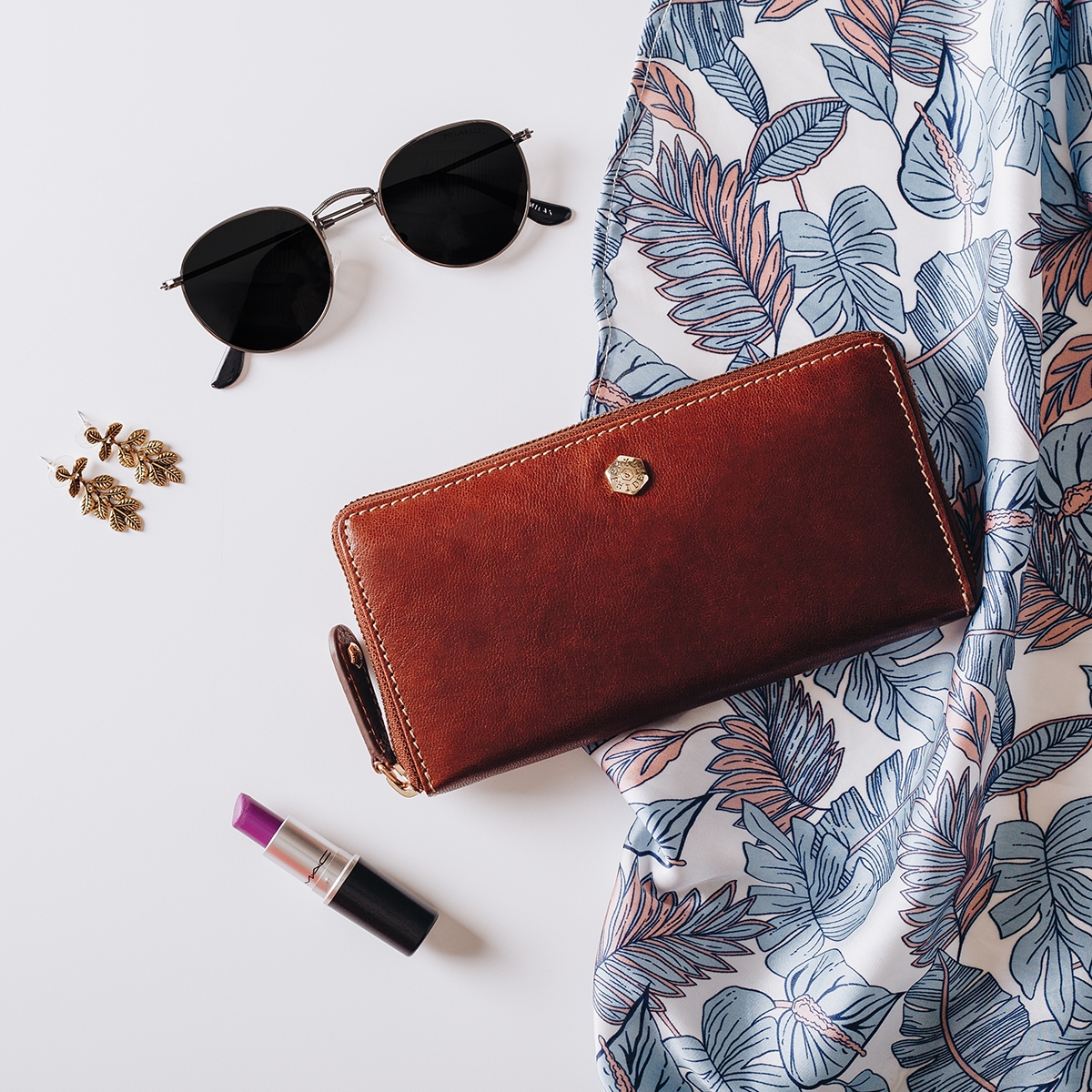 Genuine Leather RFID Secure Zip-Around Purse