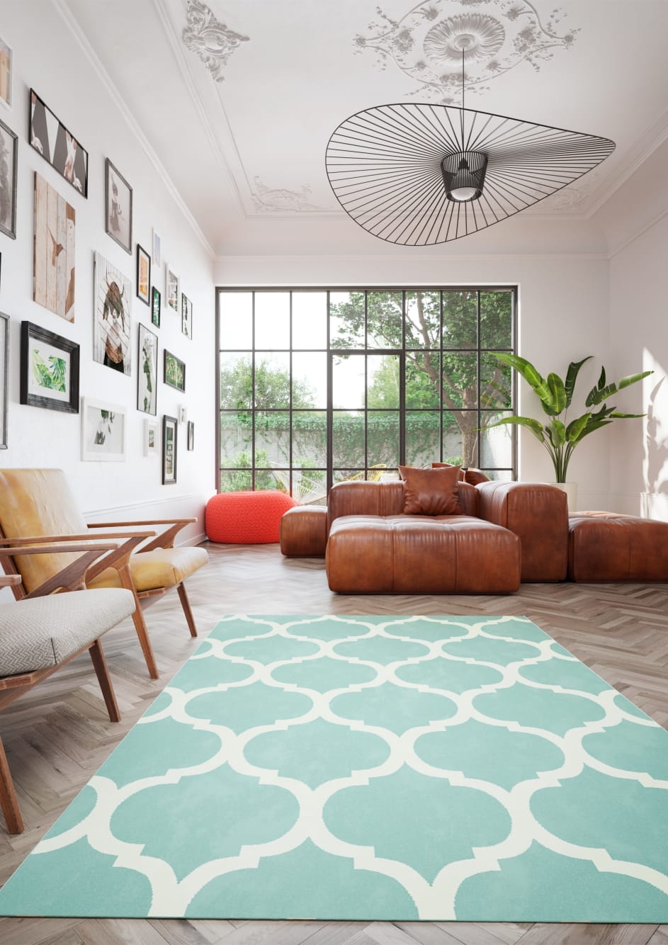 White Pattern on Duck Egg Blue