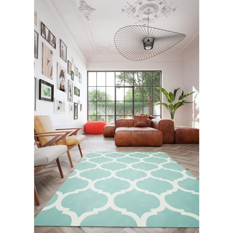 White Pattern on Duck Egg Blue