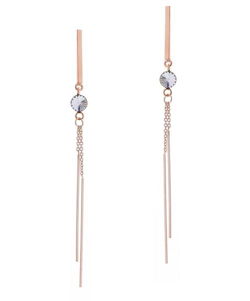 Long Rose Gold or Silver Hanging Earrings with Swarovski Crystals