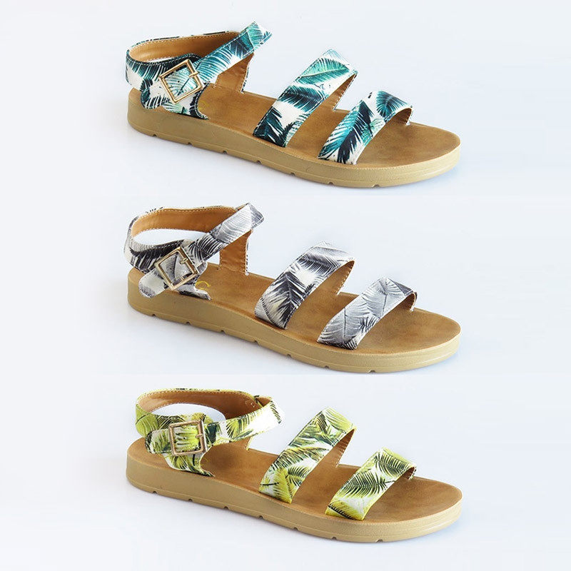 Ladies Printed Fern Strap Sandals
