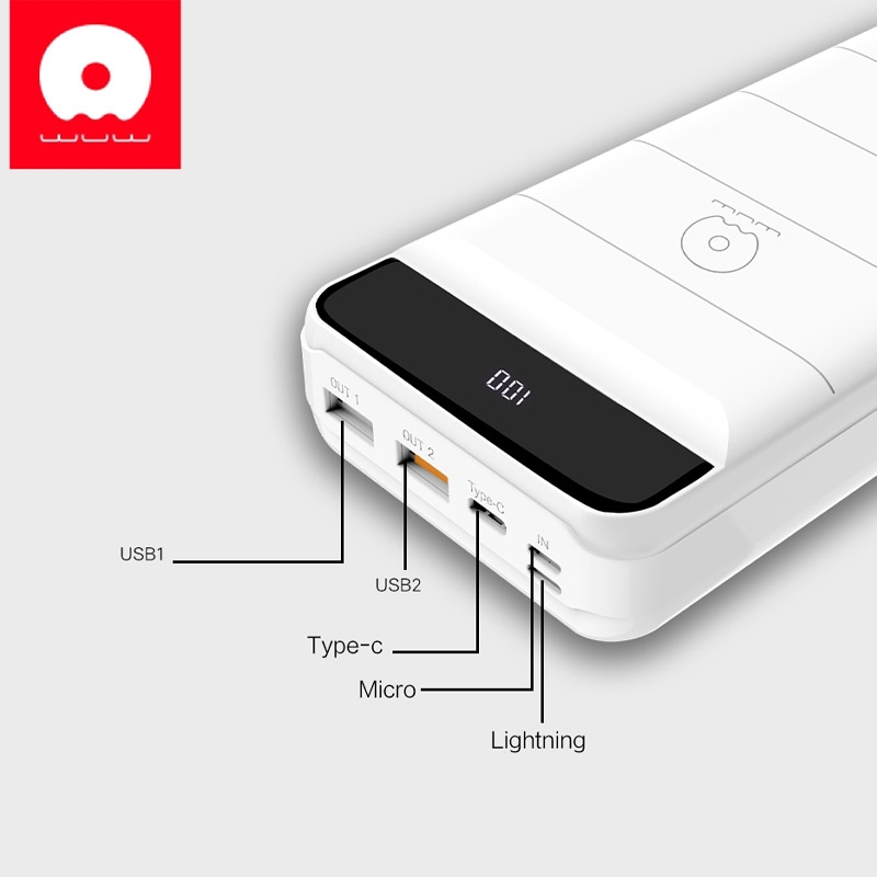 30000mAh Premium QC3.0 Ultra High Capacity Power Bank (3 Charging inputs: Lightning, Micro USB or Type C)