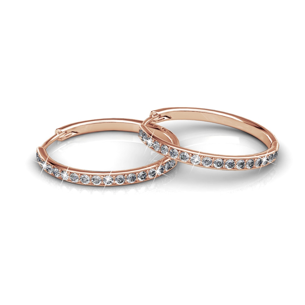 Chic Rose Loop Earrings with Swarovski® Crystals