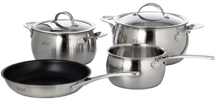 6 Piece Nostalgia Stainless Steel Belly Pot Set with Dupont Teflon Coated Frying Pan