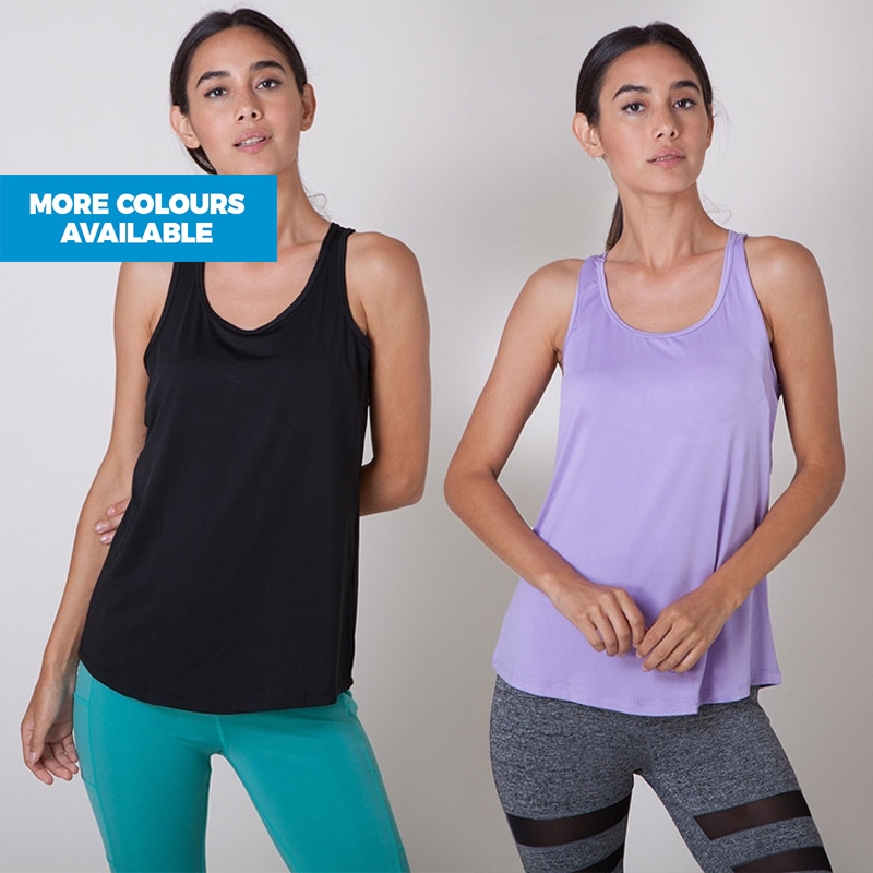 Lightweight Breathable Active Tank Top with Open Back or Mesh Detail