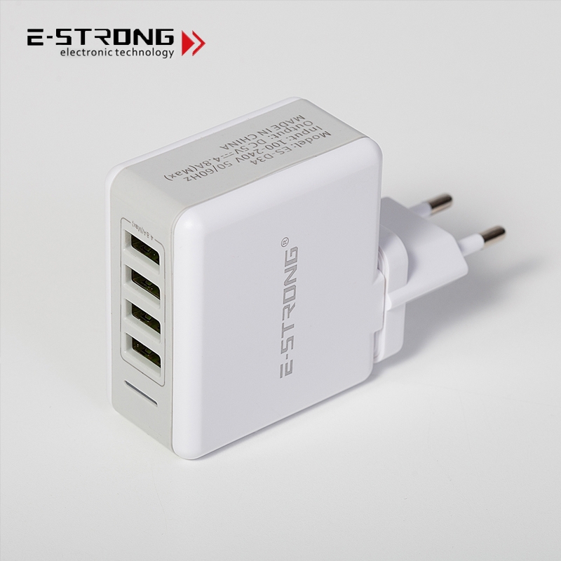 4-Port White USB Wall Charger