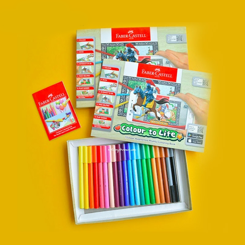 Colour to Life Interactive Colouring-In Book with 20 Interlocking Fibre Pens