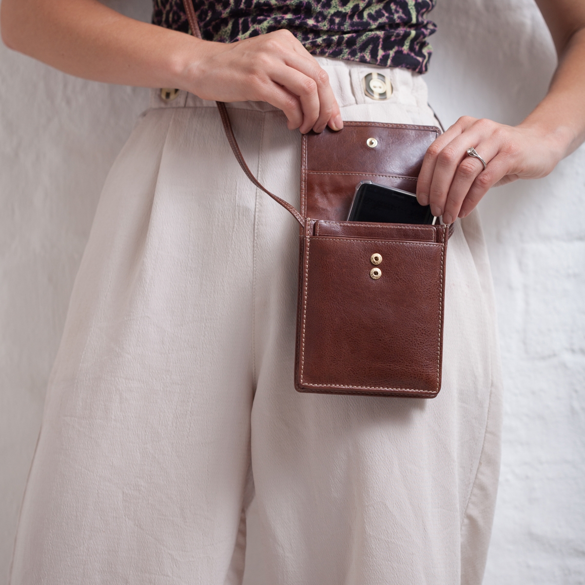 Genuine Leather Crossbody Bag with RFID Credit Card Holder