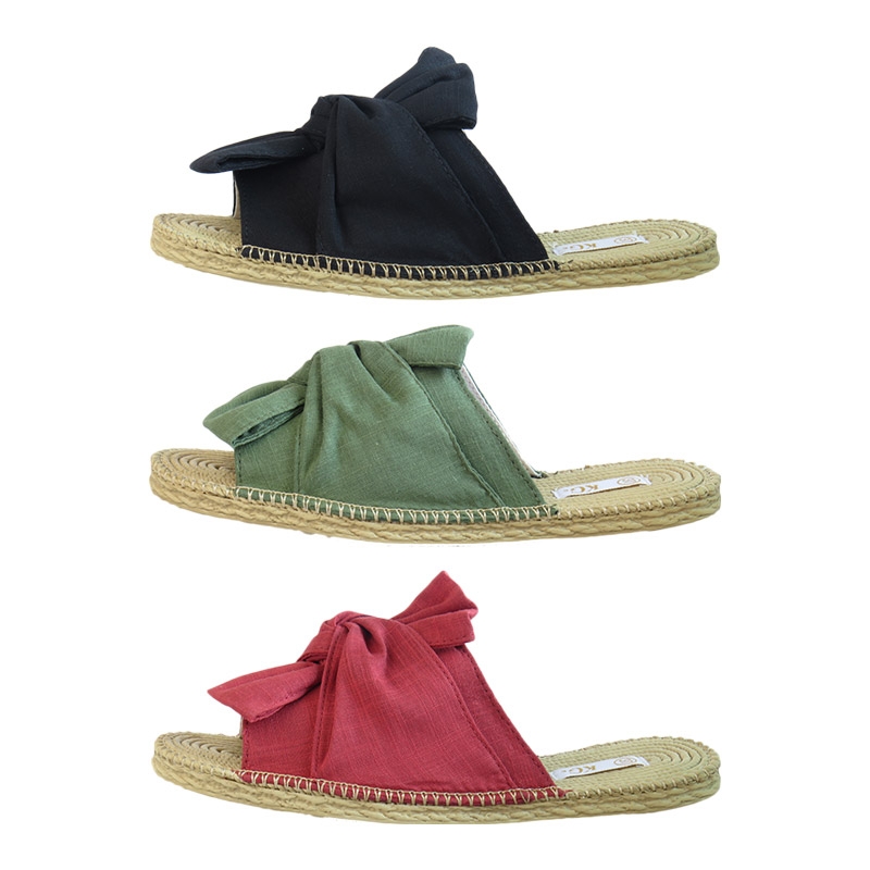 Ladies Classic Capri Bow Slip-On Slider Espadrille