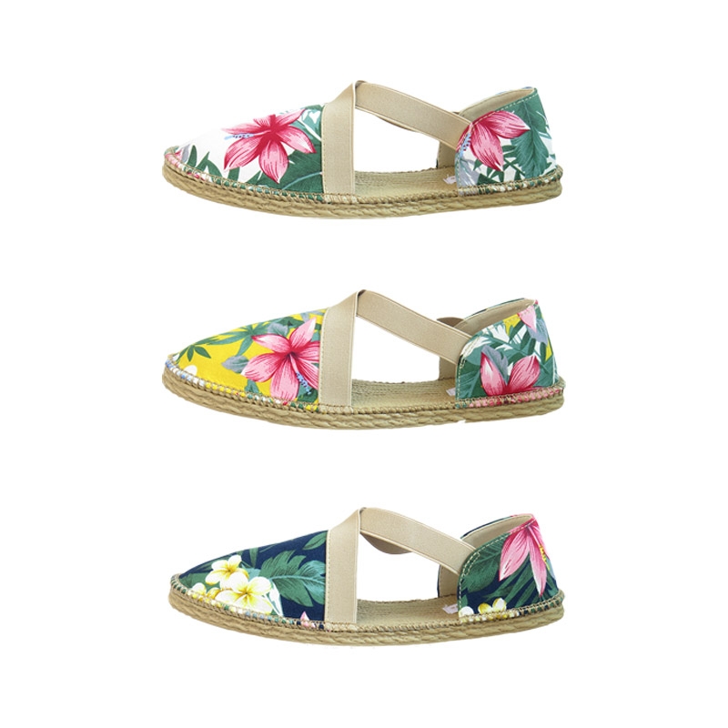 Ladies Printed Floral Canvas Capri Gusset Espadrille