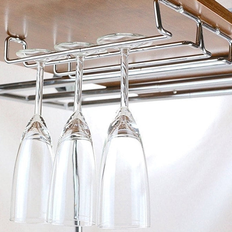 Sliding Wine or Champagne Glass Hanging Rack