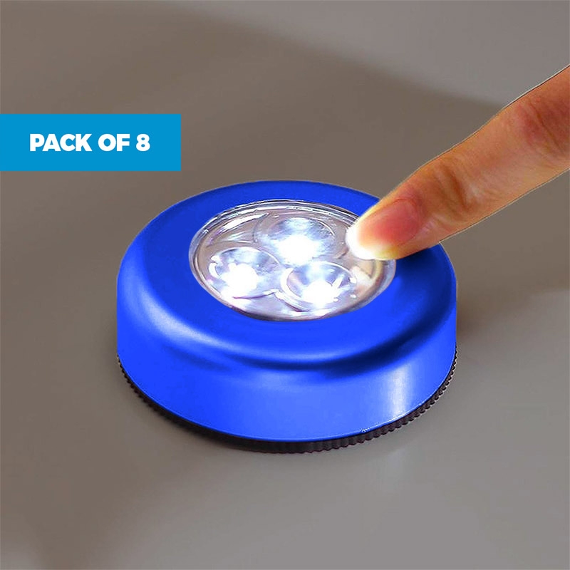 Pack of 8 Battery Powered LED Push Button Lights