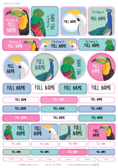 Tropical Birds *Select your 2 designs upon checkout on Burblepix's platform