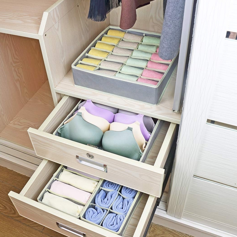 Set of 3 Grey Collapsible Drawer Organisers