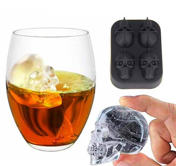 Pack of 2 Black Silicone Skull Ice Moulds