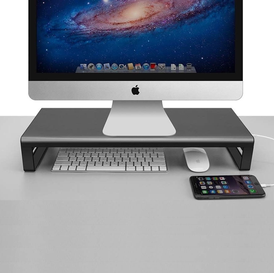Aluminium Monitor Stand Riser with 4 USB 3.0 Ports
