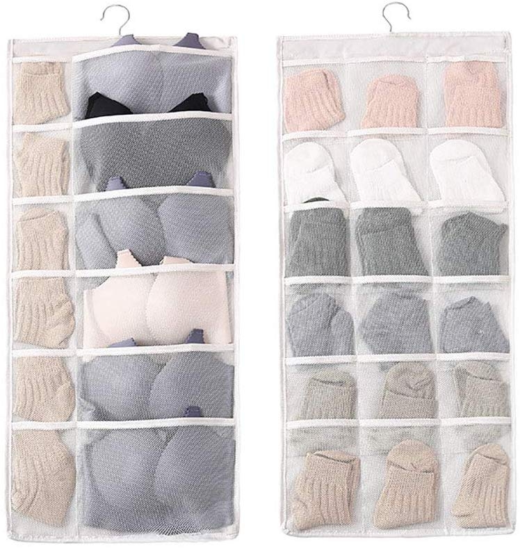 30 Pocket Cream Sock and Bra Storage Organiser