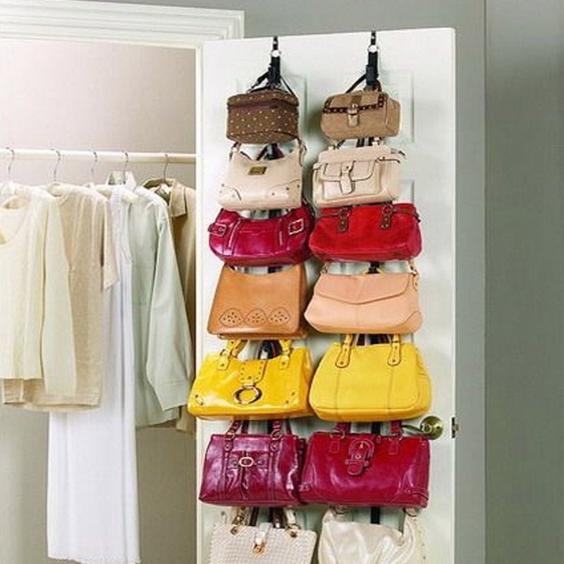 Adjustable Hanging Bag Rack (Holds 16 Handbags)