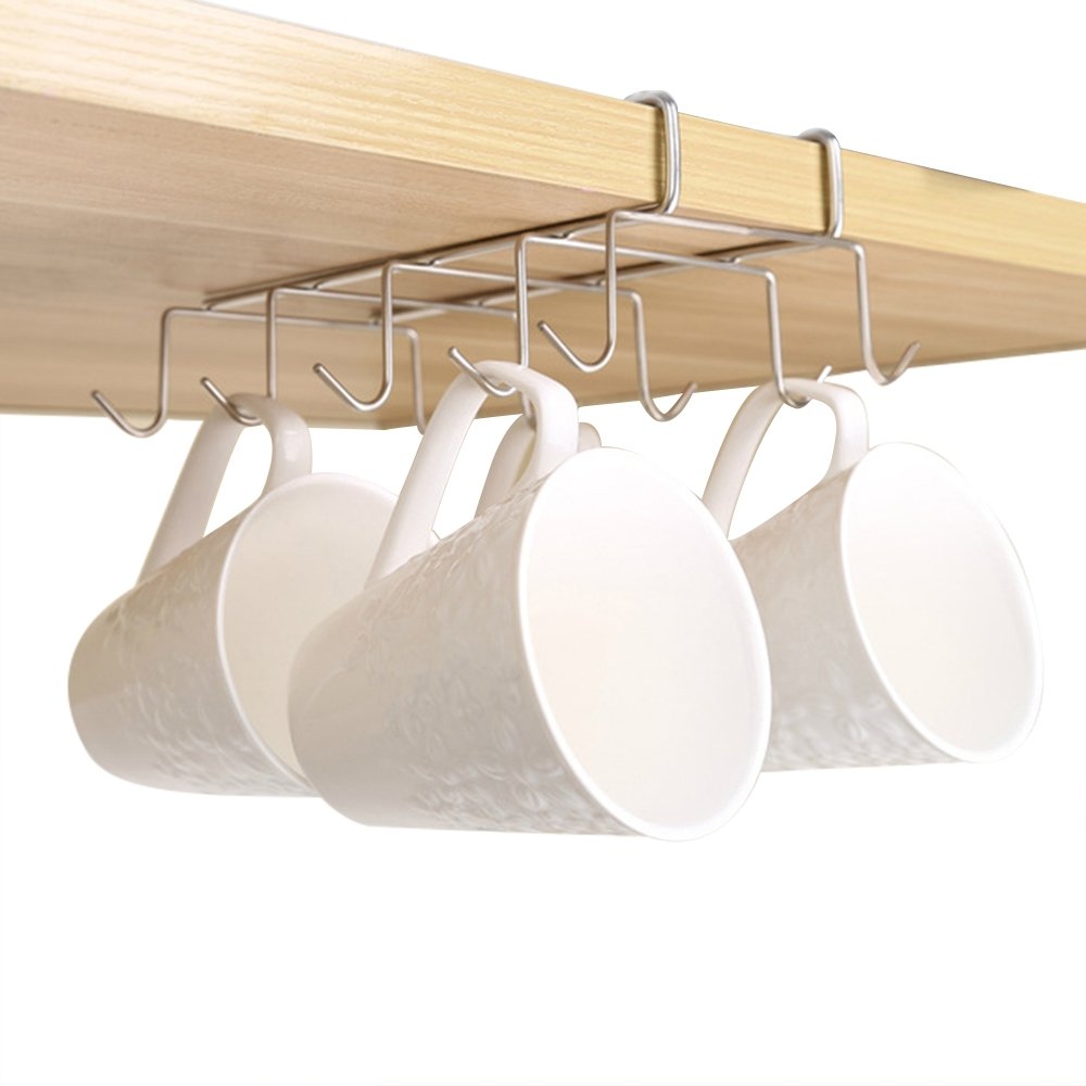Space Saving Under-shelf Storage Rack with 10 Hooks