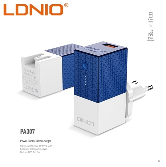2-in-1 Charging Block & Power Bank (2600mAh)