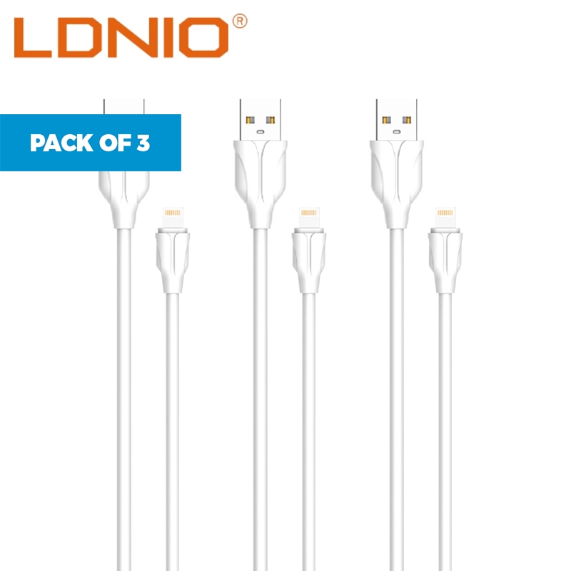 Pack of 3 X-Length 2m Lightning (iPhone) Charging Cables