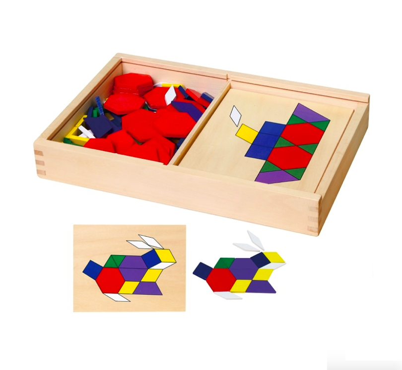 148-Piece Wooden Blocks & 10 Pattern Boards Play Set