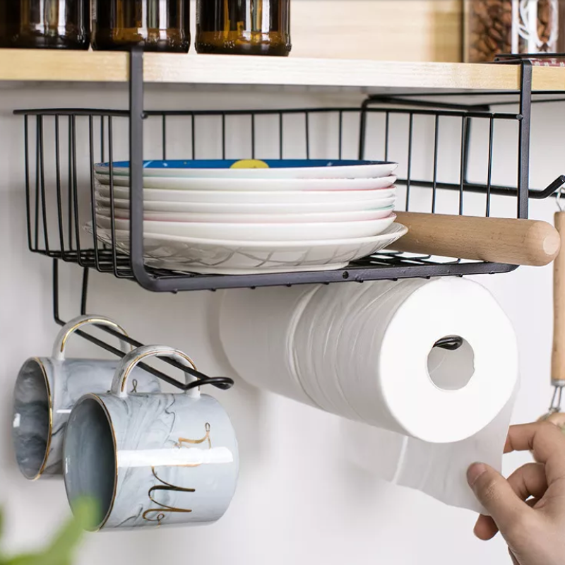 Under Shelf Storage Basket with Hooks