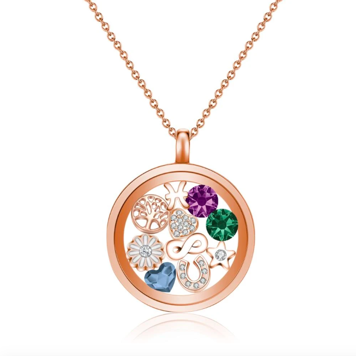 Moments Floating Charm Locket Necklaces with Swarovski Crystals
