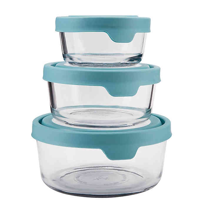 3 Round Glass Storage Container with True Seal Lid