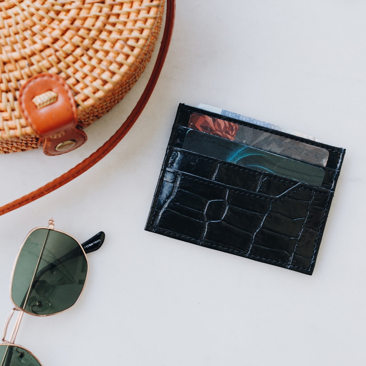 Embossed Leather Card Sleeve