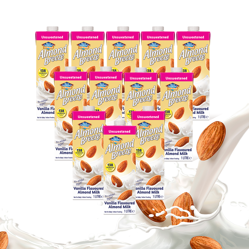 Pack of 12 Unsweetened Vanilla Almond Milk (1L each)