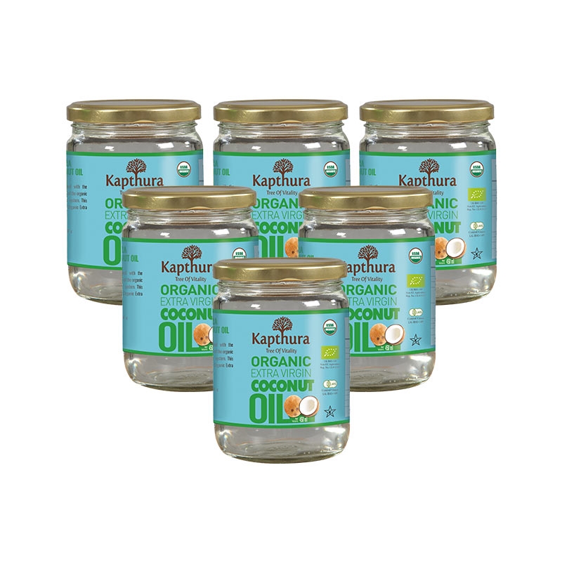 Pack of 6, 450ml Organic Extra Virgin Coconut Oil