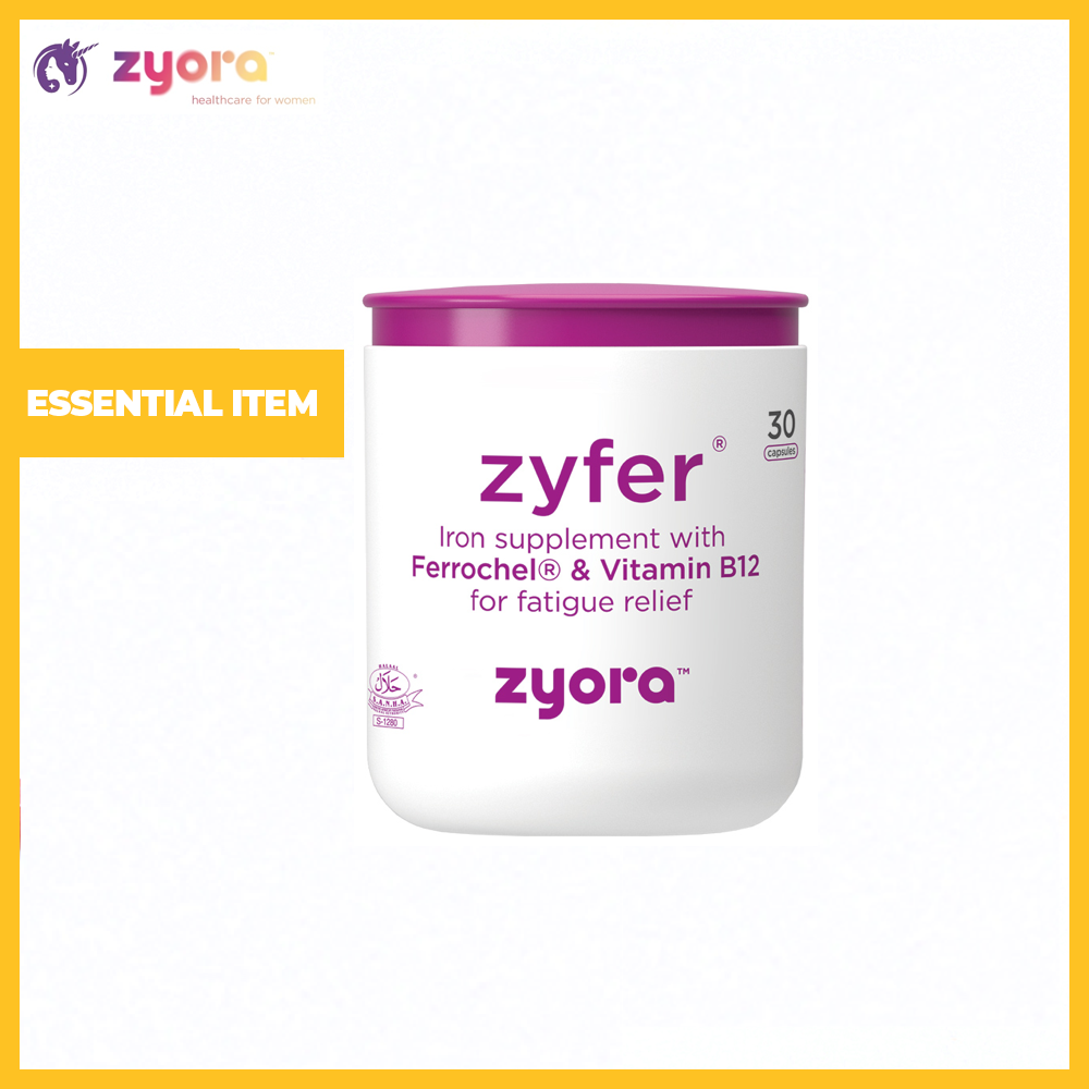 Zyfer® Chelated Iron Supplement With Ferrochel®, Folic Acid and Vitamin B12 For Fatigue Relief (30 Coni-Snap Capsules)