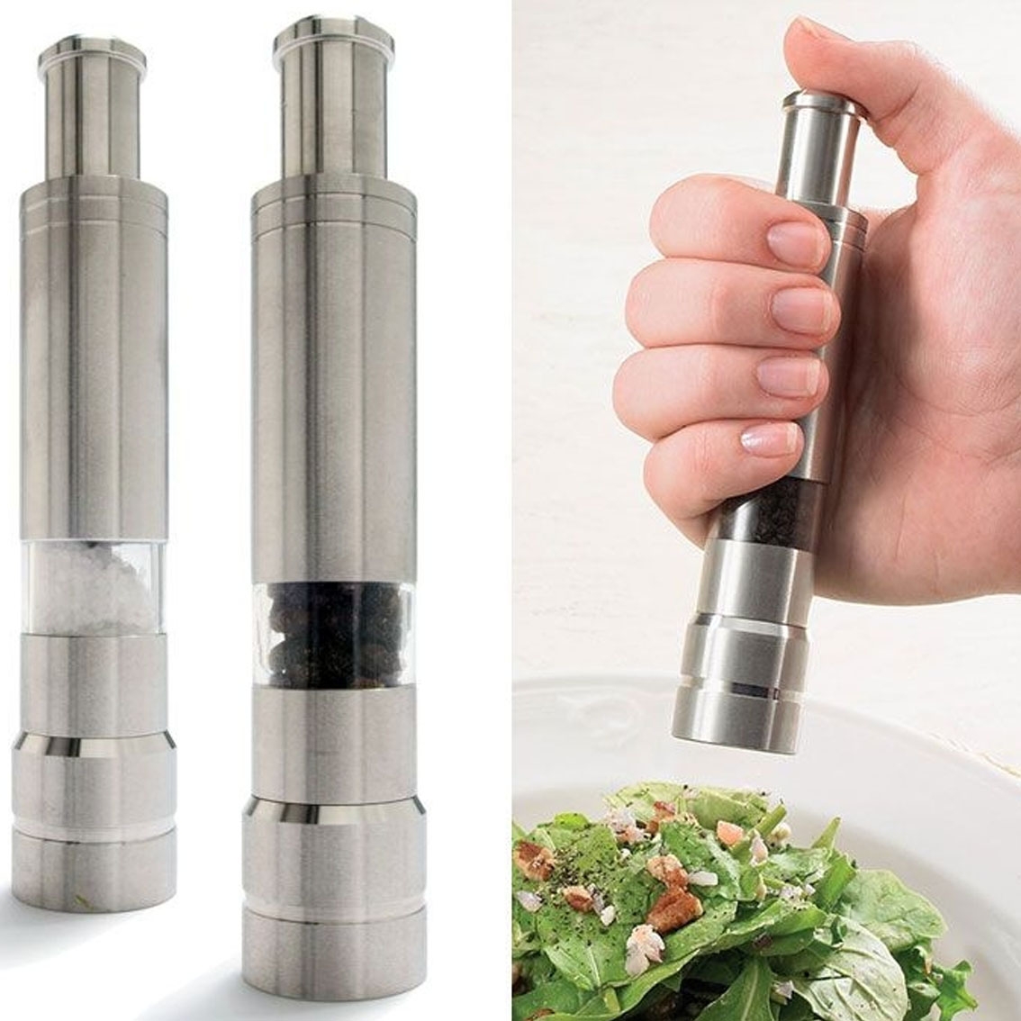 Set of 2 Mini Stainless Steel Salt and Pepper Grinders