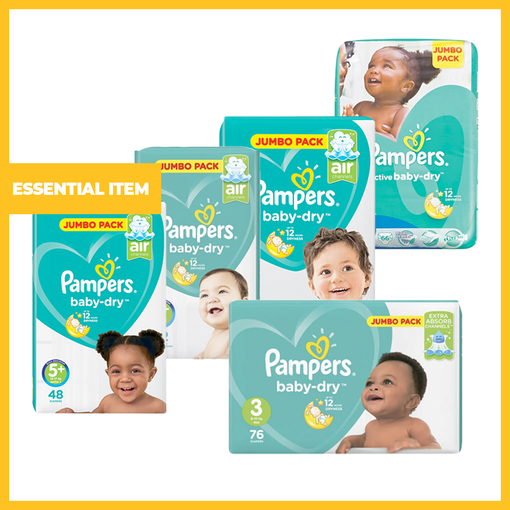 Pack of 2 Jumbo Pack Active Baby Nappies (Multiple Sizes Available)