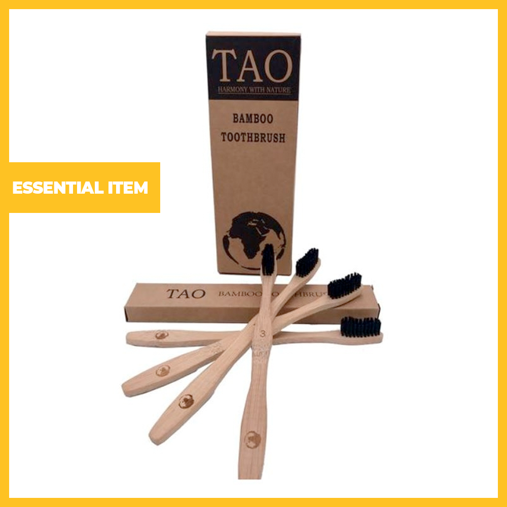 Pack of 4 Charcoal Bamboo Toothbrushes