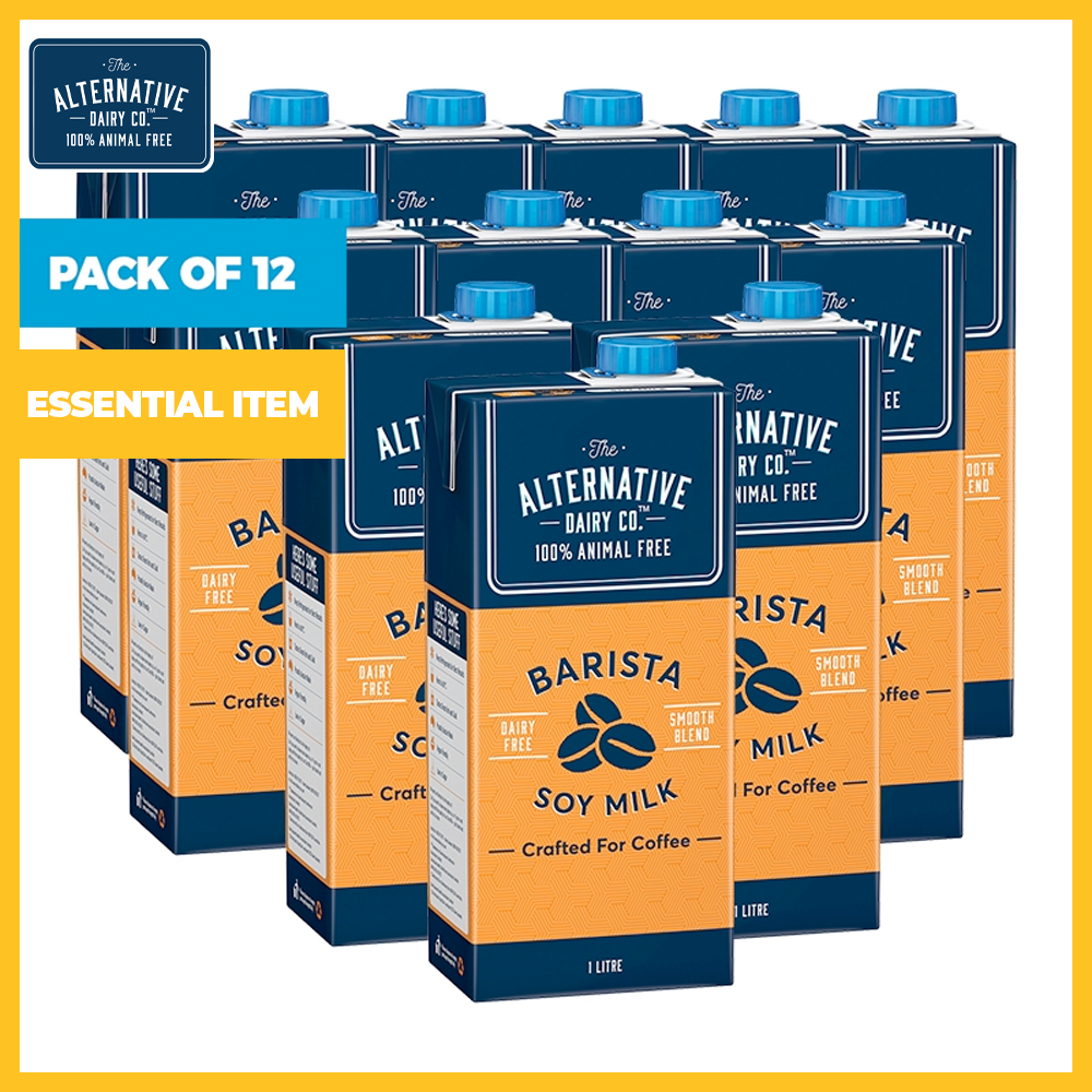 12 x 1L Pack of Barista Soy Milk Crafted for Coffee (Vegan)