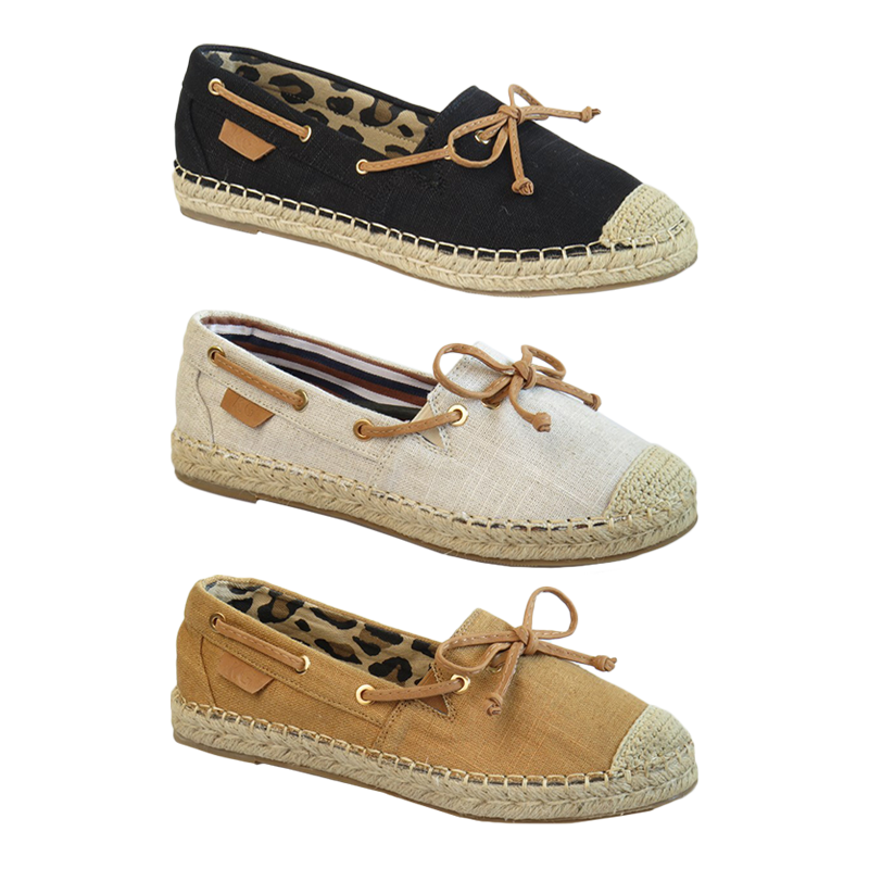 Ladies Classic Natural Canvas Espadrille with Knot Detail