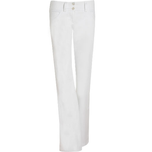 Ladies White Honeycomb Bootleg Trousers