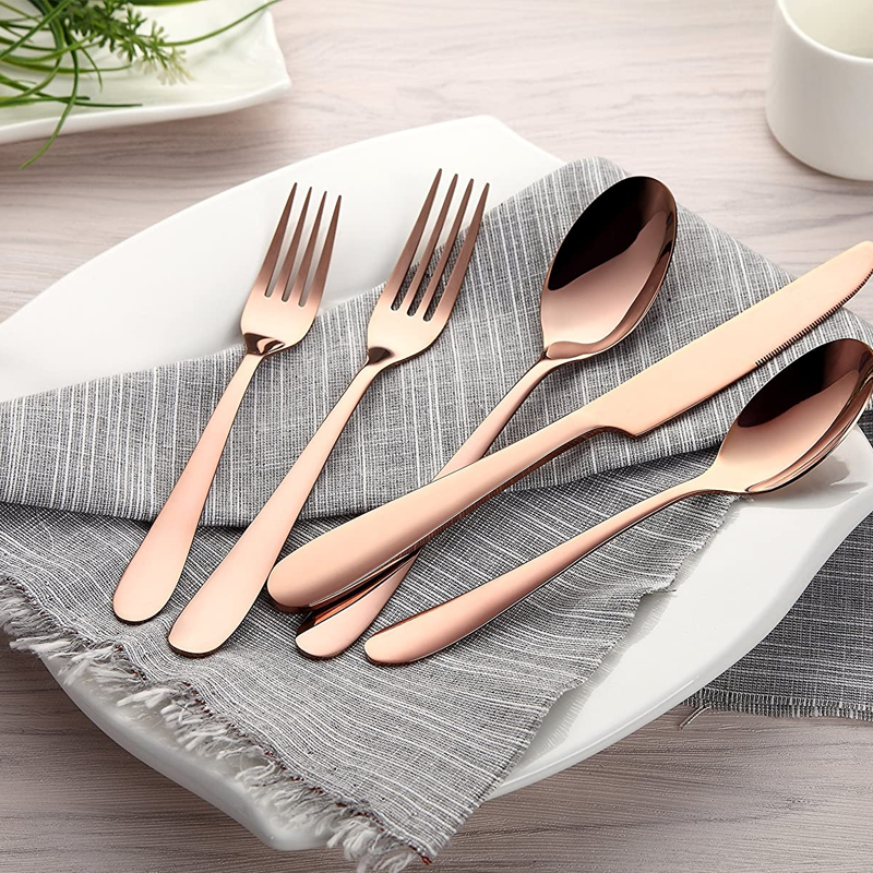 24 Piece Rose Gold Cutlery Set