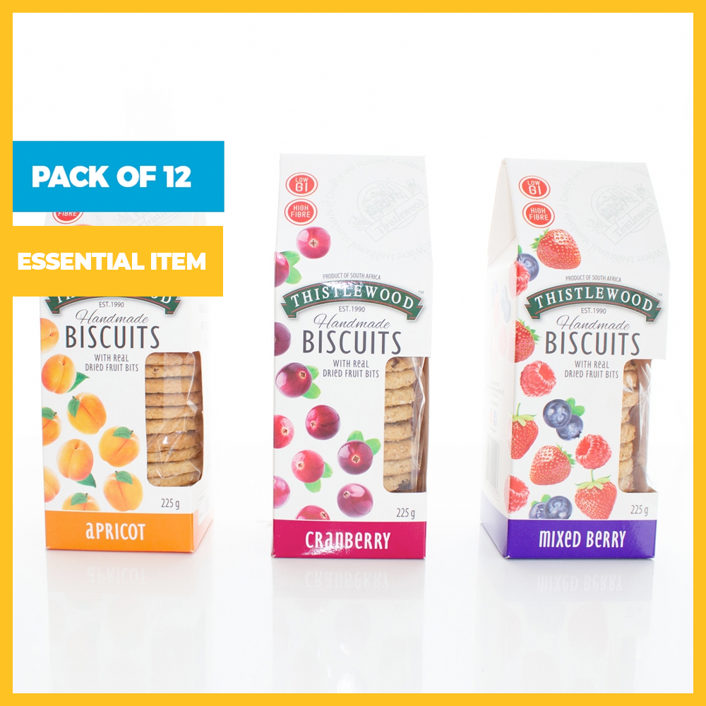 Pack of 12 x 225g Low GI Fruit Biscuits (Available in 3 Flavours)